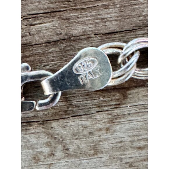 Sterling Silver 925 Italian Double Link Chain Bracelet With Lobster Clasp 5.5g - Picture 2 of 6